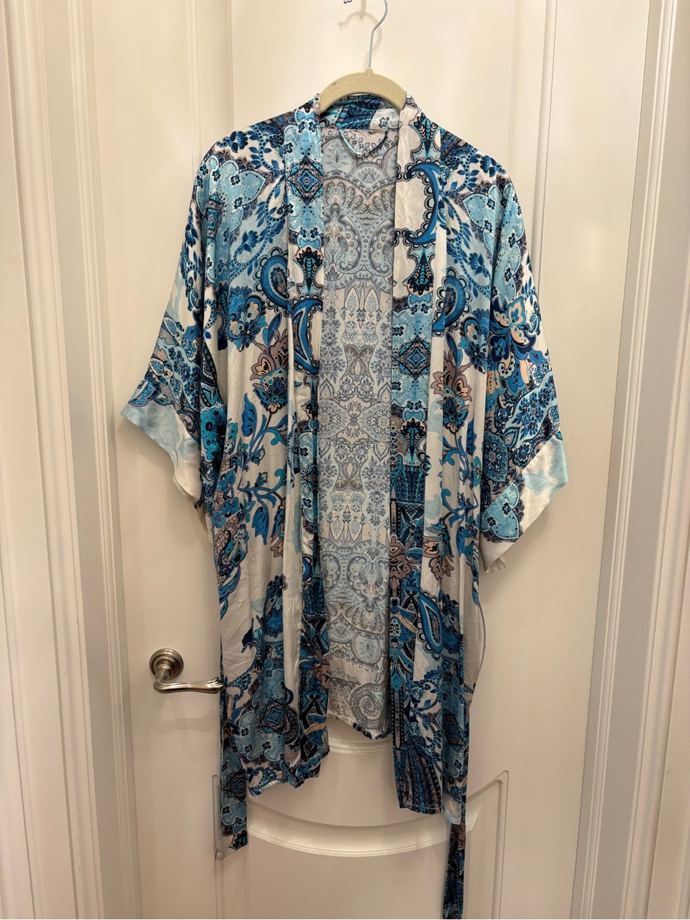 Blue Paisley Kimono Robe - Women’s Lightweight Lounge Wrap